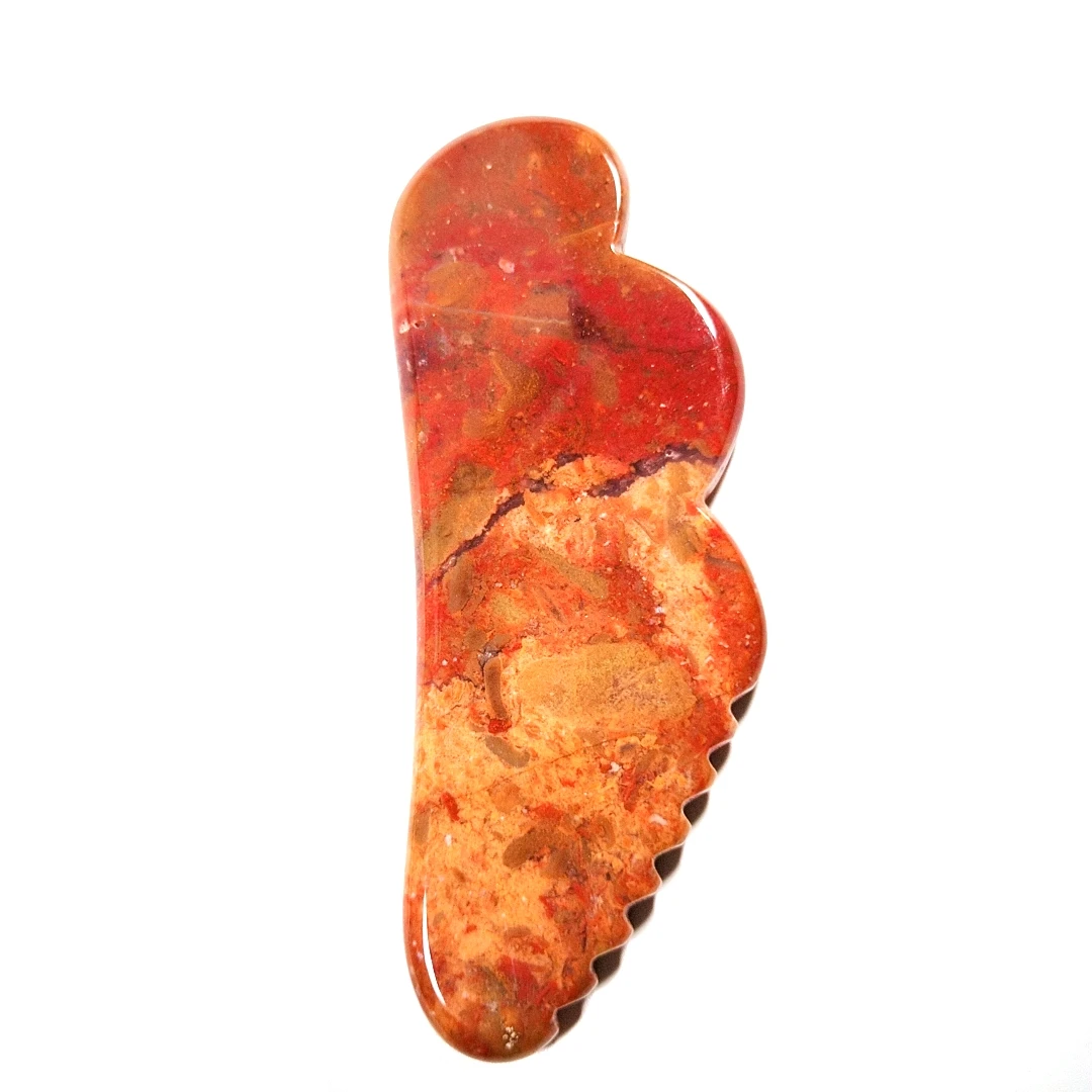 

Top sale guasha tools guasha jagged Mookaite jasper gua sha stone new wing shape gua sha board