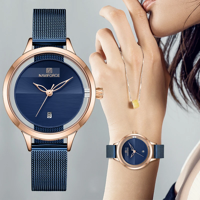 

Luxury brand naviforc 5014 Stainless Steel Mesh Quartz watch for women watch 2020 relojes de mujer