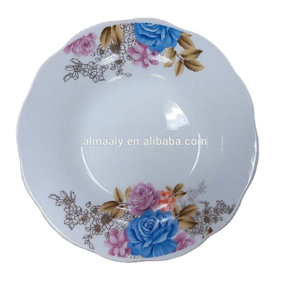

customized logo ceramic plates dishes porcelain dinner sets soup plate cut edge