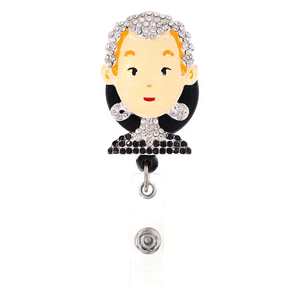 New Arrival Fashion Lawyer Rhinestone Retractable Badge Reel Clip Badge Holder, Various, as your choice