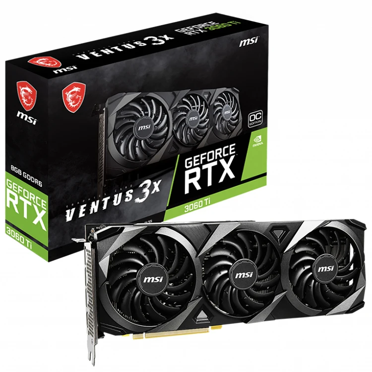 

MSI NVIDIA RTX 3060Ti VENTUS 3X OC Gaming Graphics Card with 14 Gbps Memory Speed MSI RTX 3060 Ti VENTUS 3X OC GPU