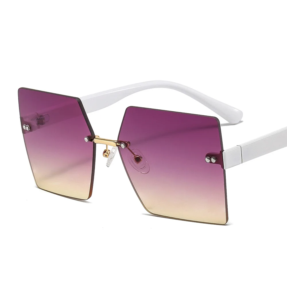

Hot Sale Rimless Square Oversize Sunglasses Women Latest Fashion Oversized Sun Glasses Womens Shades, Custom colors