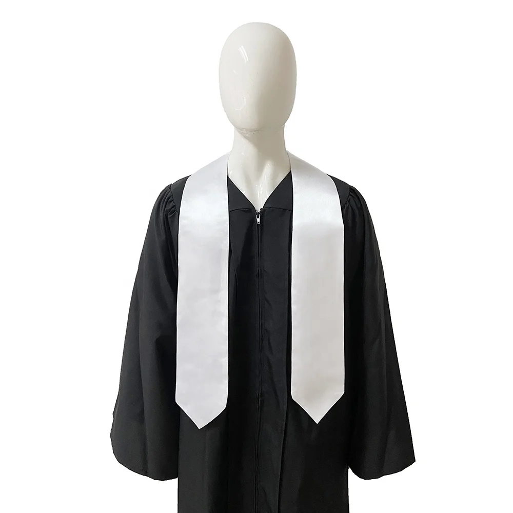 

Adult Plain Satin White Graduation Stole Sublimation in Stock