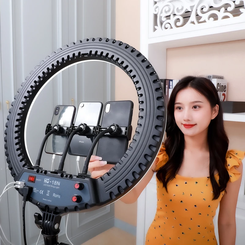 

2020 Amazon Hot selling 18 Inch Ring Selfie Light with Phone Holder Remote Carry Bag Camera Cellphone Video Shoot Portrait, 3200~6000k