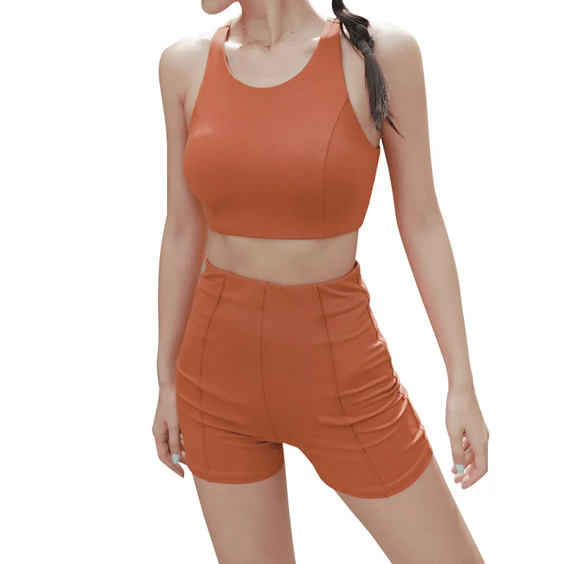 

2021 new skin-friendly nude yoga shorts women's solid color leisure training fitness fast dry breathable hot pants