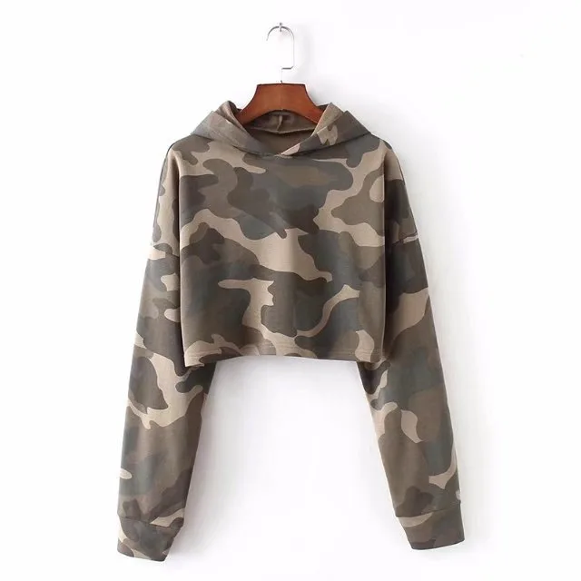 

Women's Camouflage Print Casual Pullover Long Sleeve Sweatshirts with Hoodie