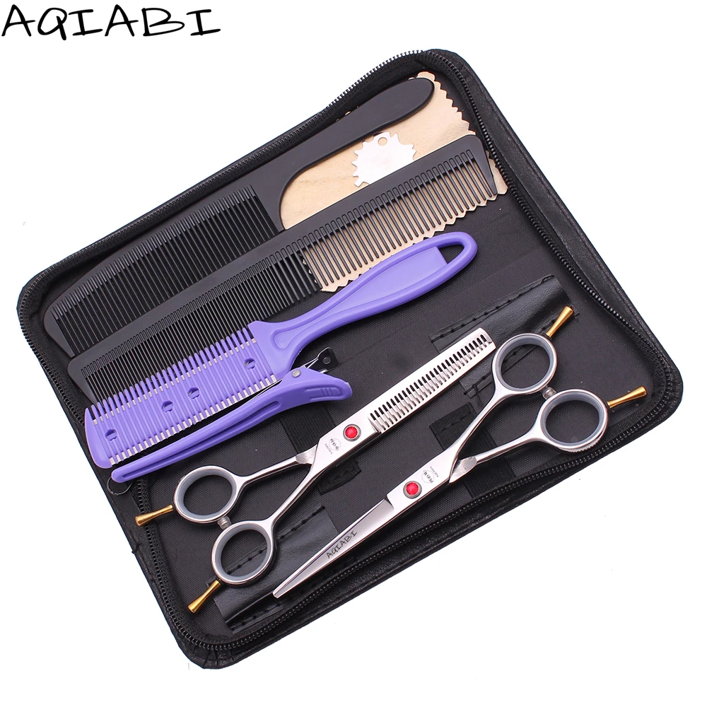 

Hair Scissor 5.5" AQIABI Japanese Steel Hair Cutting Scissors Thinning Shears Barber Scissors Set Shiny A1012