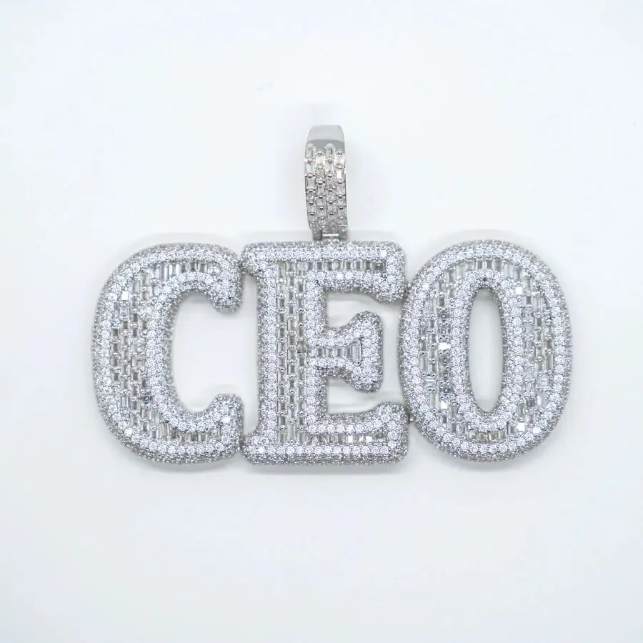 

2021 new hip hop men boy jewelry iced out bling rectangle cz CEO pendant