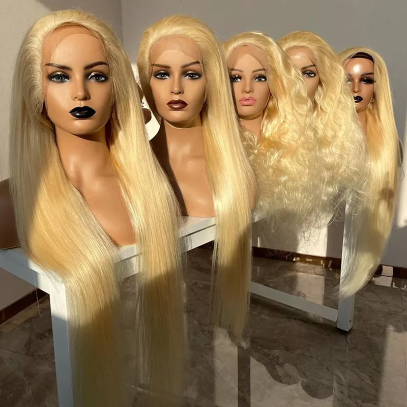 

Highknight Top Quality Brazilian Human Hair Prep Plucked Transparent Lace Front Wig In Stock Light Color 613 Blonde Wigs