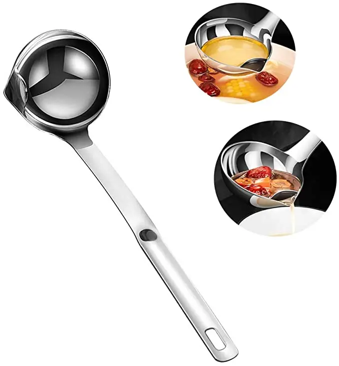 

Long Handle Oil Filter Spoon 304 Stainless Steel Oil Soup Separating Ladle Spoon