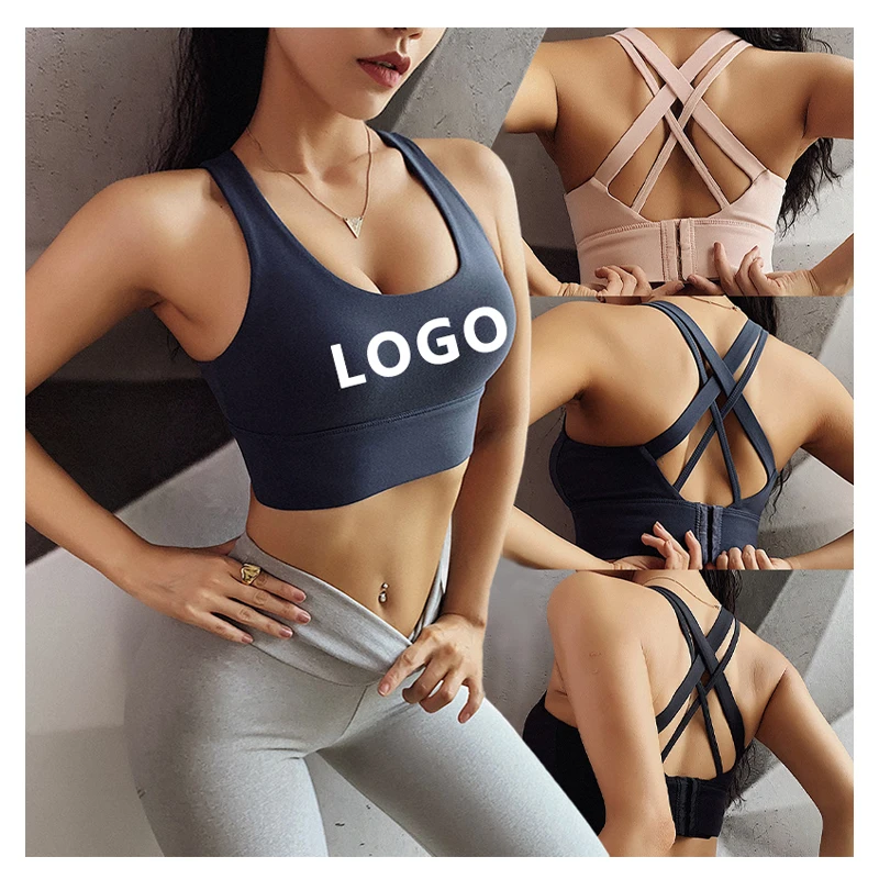 

2022 Wholesale High Quality Custom Logo Solid Color Open Back Fitness Push Up Seamless Gym Ribbed Yoga Bra