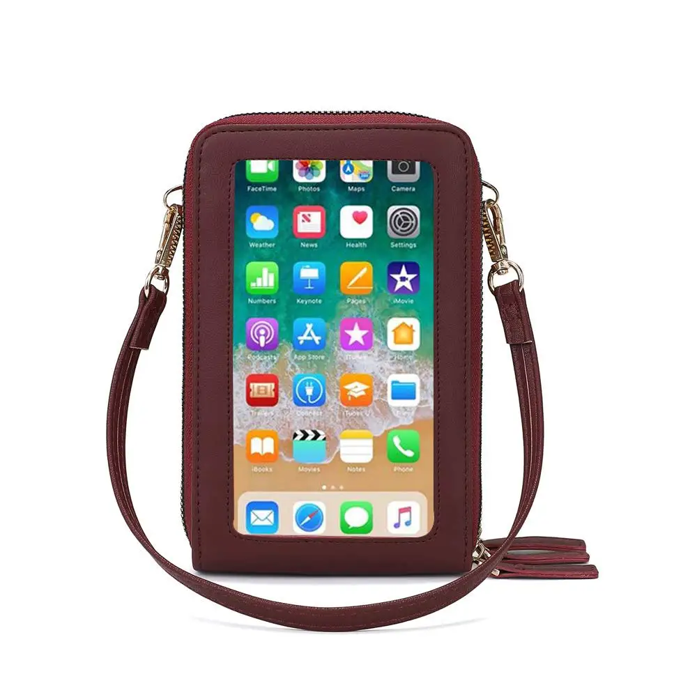 

mini shoulder handbag wallet card holder purse small crossbody screen touch cell phone bag for women, 9 colors