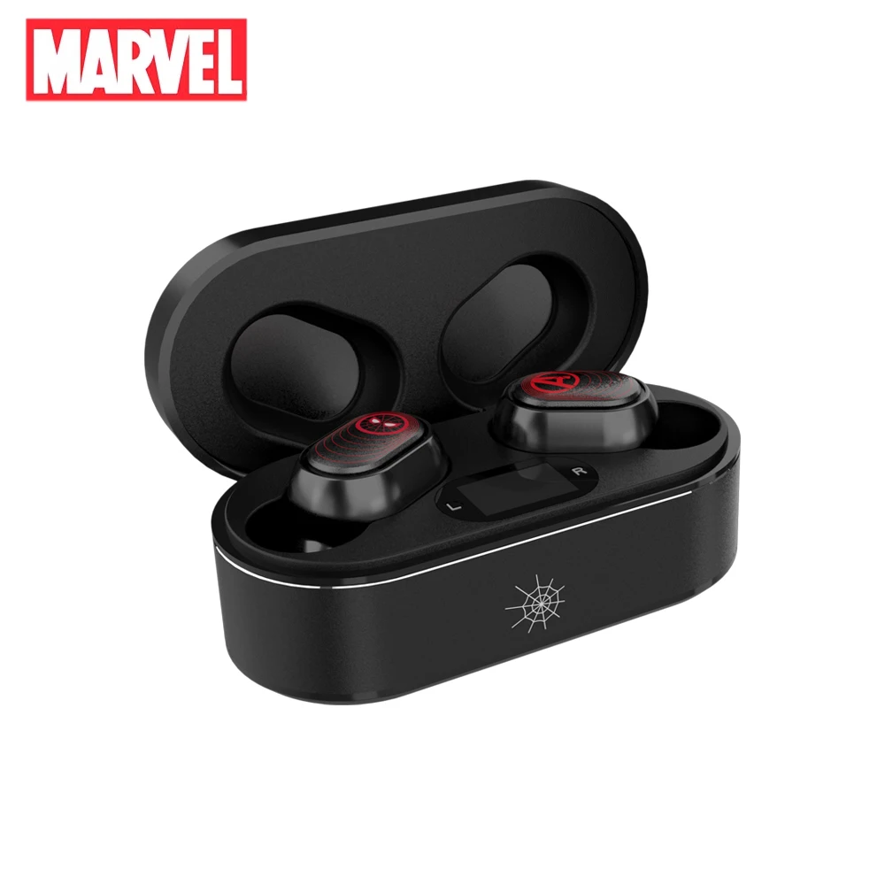 

Marvel Spider-Man BTMV09 Earbuds Headsets with Microphone TWS Bluetooth 5.0 Wireless Headphone Stereo Sports Earphones IronMan, Black, white