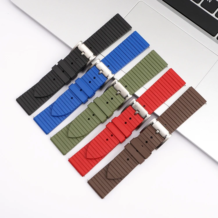 

Wholesale Premium Quality Fluorine Rubber Watch Strap 20mm 22mm 24mm Waterproof FKM Quick release Watch Band