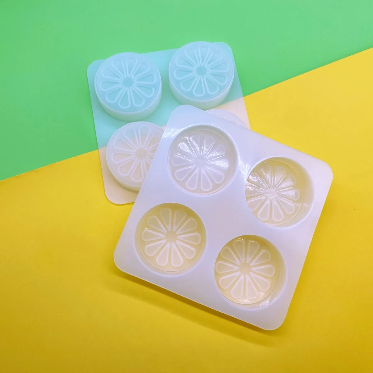 

4 Cavity Citrus Silicone Mold Round Food Grade Silicone Orange Soap Mold Ice Cube Mold Factory Price