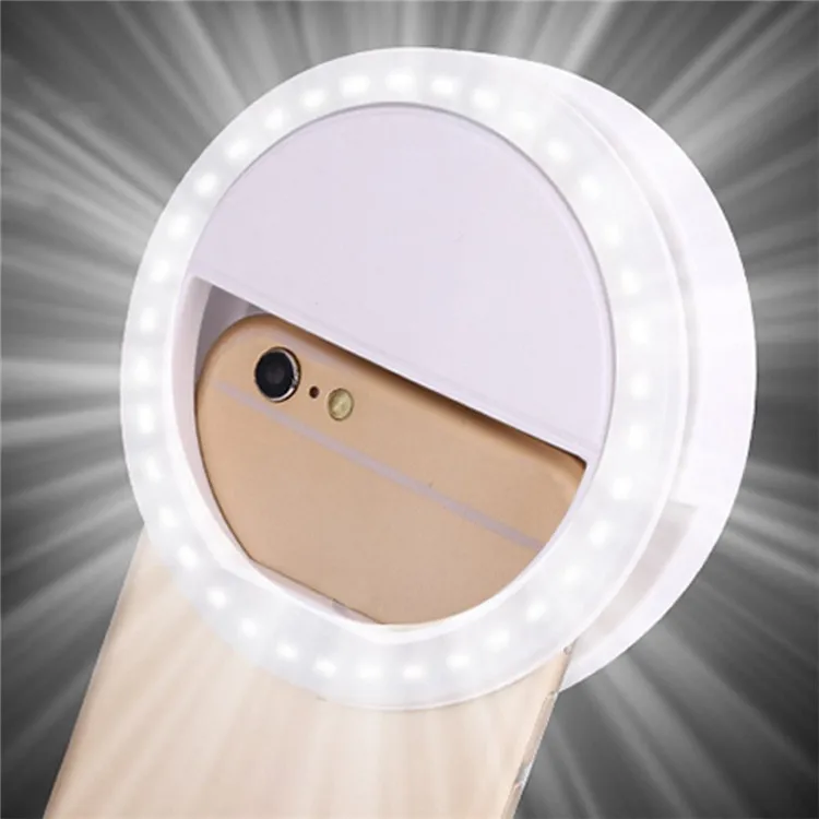 

Trending Phone PC Selfie Lights Factory Supply Live Stream Flash Fill Light 30 LEDS Luminous Ring Clip Lens Ring Selfie Lights, Black pink white blue