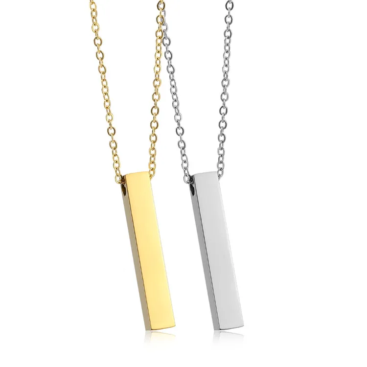 

Free Sample Stylish Custom Engraved Dainty Gold Filled Bar Necklace