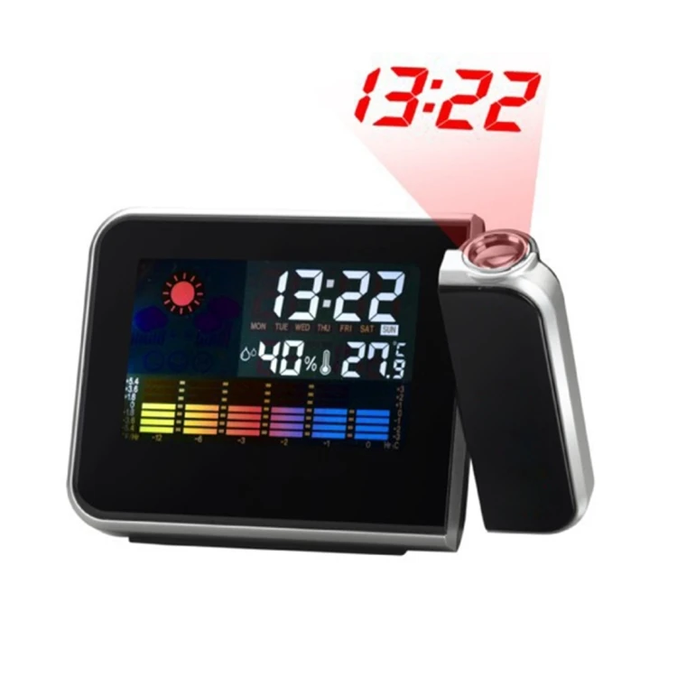 

Hot Sale Drop Shipping Multifunctional Digital Calendar Color LCD Display LED Projection Table Alarm Clock