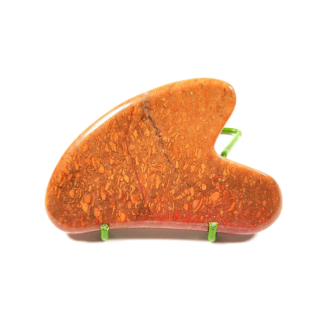 

2021 hot-selling yellow guasha slice heart scraping massage tool mookaite jasper guasha board for facial eye massager