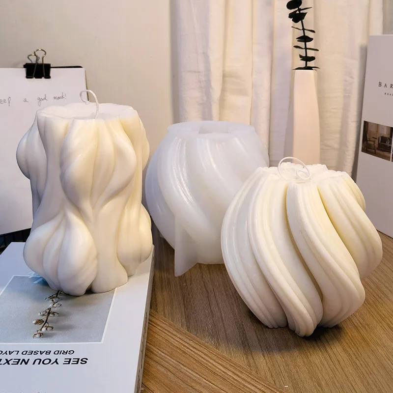 

Abstract Carved Wave Twist Twirl Trunk Resin Candle Mold Unique Ornaments Pillar Candle Silicone Home Decor Mould DIY