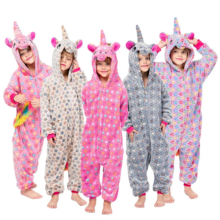

winter Flannel children's pyjamas cartoon onesie Unicorn pajamas for kids Home wear sleepwear