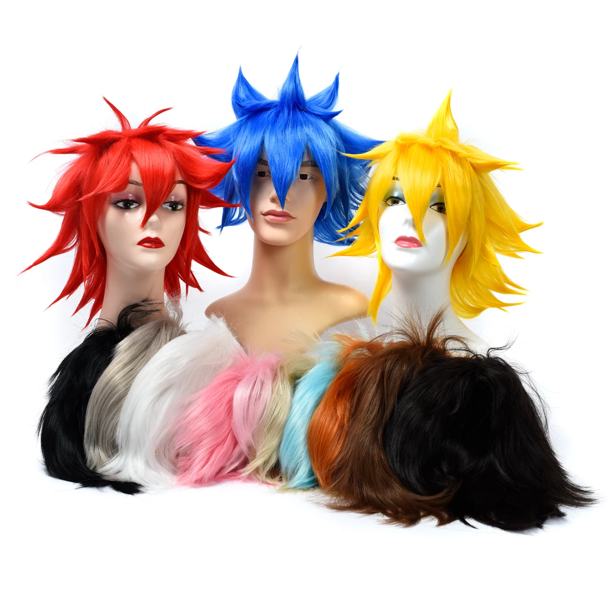 

Free shipping wholesale short cosplay natural hair wig,synthetic hair wigs for girl&boy, high quality wig easy to match, Colored as coloring or customiation