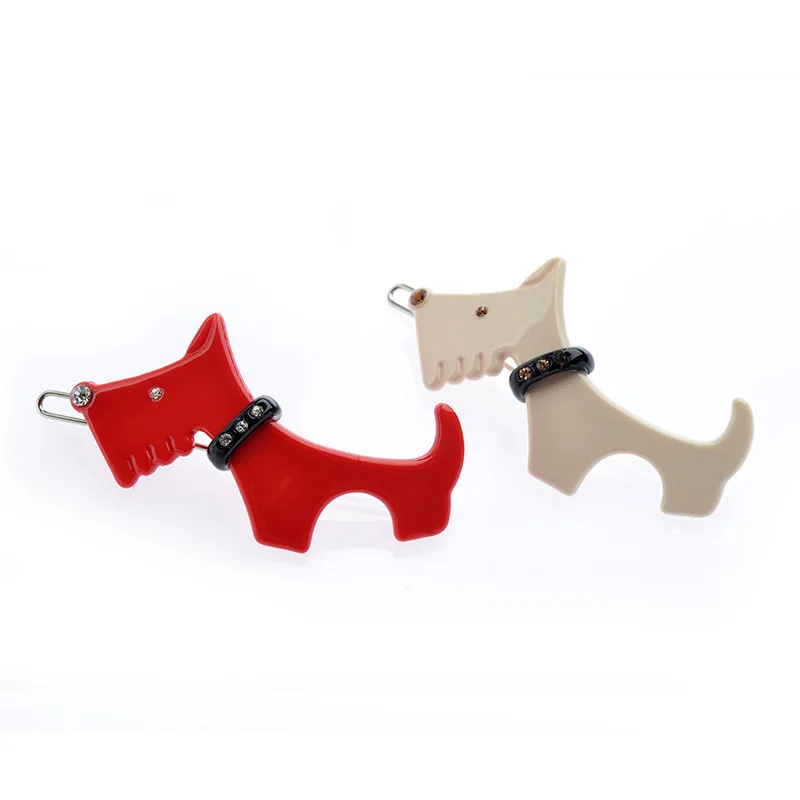 

Hot sale ins Korean animal puppy acetate hairpin Acrylic puppy shaped side clip frog clip hairpin
