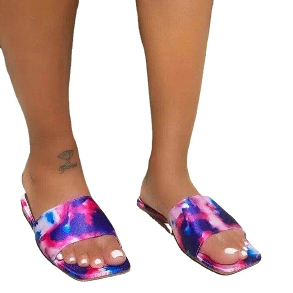 

wholesale house tie dye woman slippers summer beach rubber slippers for women