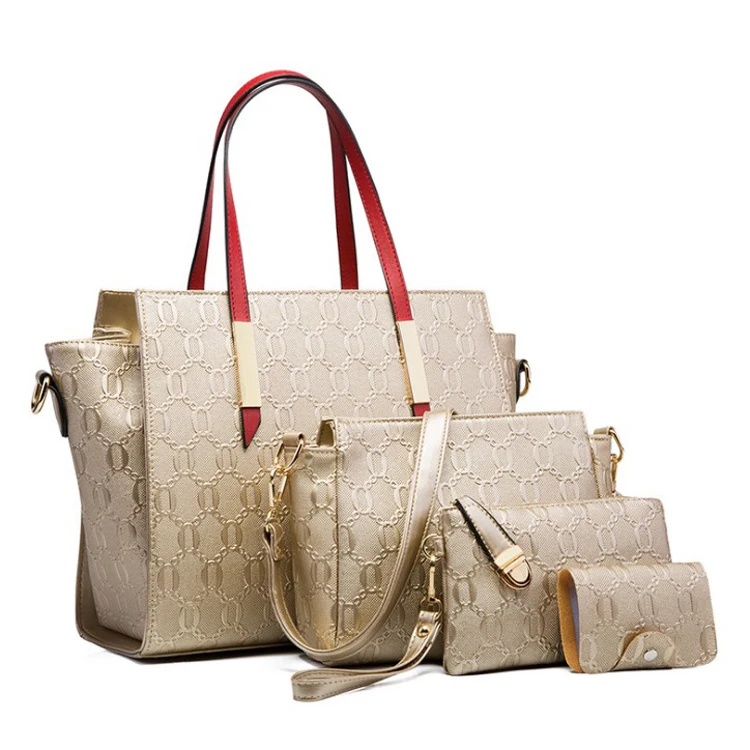 

wholesale trendy 4 pcs bags in 1 set composite leather handbag women's bag ladies hand bags