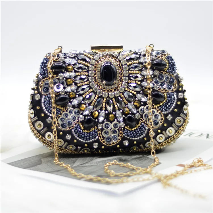 

2022 Trendy Hot Sale Rhinestone Beaded Dinner Clutch Bag Ladies Fashion Handbags Women Evening Bags, Multicolor