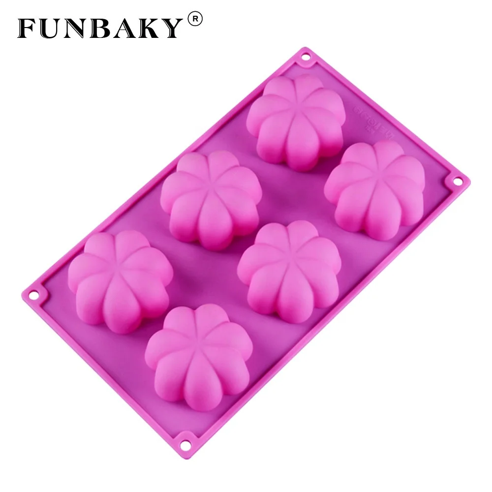 

FUNBAKY JSC1820 Wholesale 6 cavity cupcake making kits flower shape paper cake scented candle silicone mold for shape making, Customized color