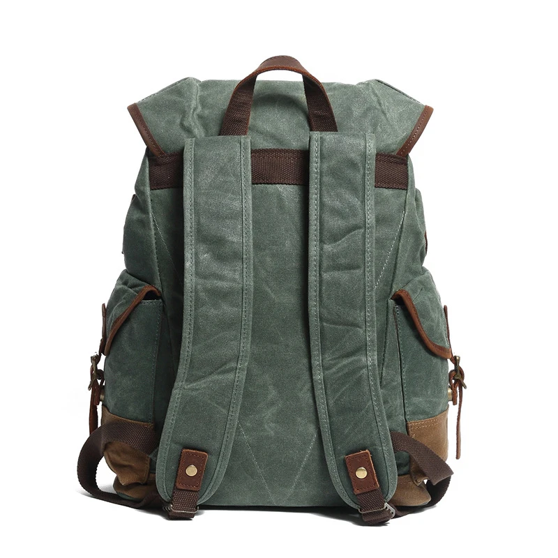 

Fashion Custom Backpack Canvas Drawstring Travel Bag Pouches Barely Waxed Canvas Backpack Vintage Waterproof