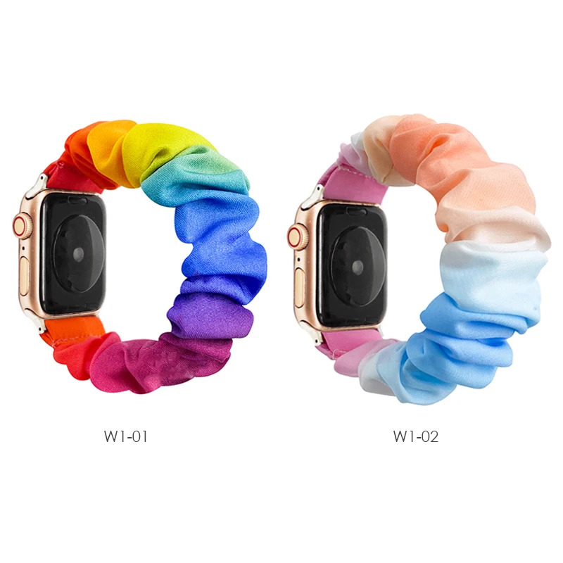 

Designer Scrunchie watch Band for Apple Watch flower pattern Wrist band Strap Scrunchie Watch Band for IWatch 44mm 38mm