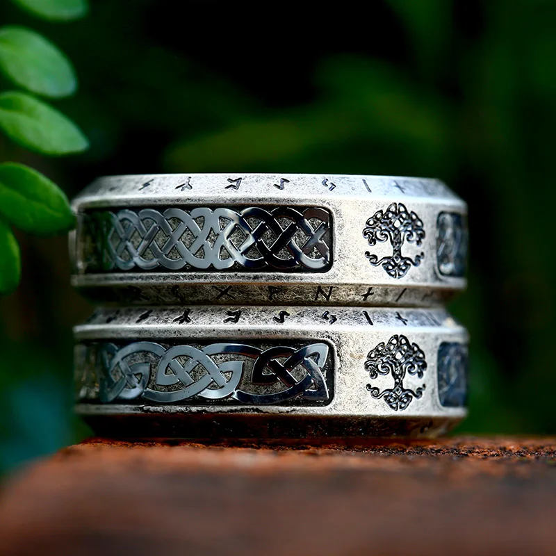 

SS8-R216 Special Design Stainless Steel Viking Ring Runes Tree of Life Ring For Men Vintage Celtic Knot Rune Vintage Jewelry