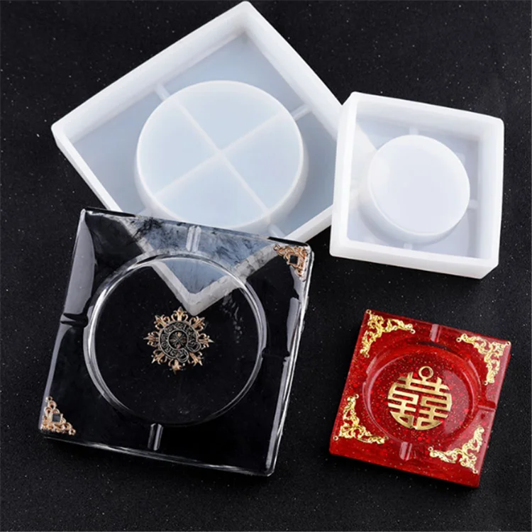 Diy Crystal Epoxy Resin Ashtray Silicone Mold Square Shiny Resin