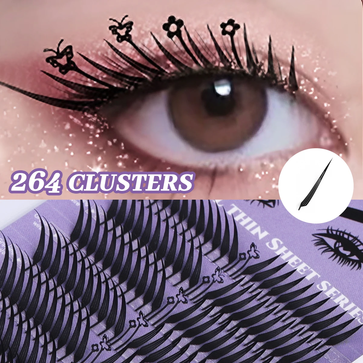 DIY Lash Extension Kit 0.04mm Flat Base Individual Cluster Lashes Comic Spire Manga Eyelashes Easy Fan Segmented Home Makeup