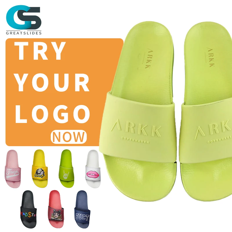Greatslides Custom Sandals With LogoWomen'S Casual SlippersSlides for Ladies Summer 2024 Flip Flop Rubber Slippers