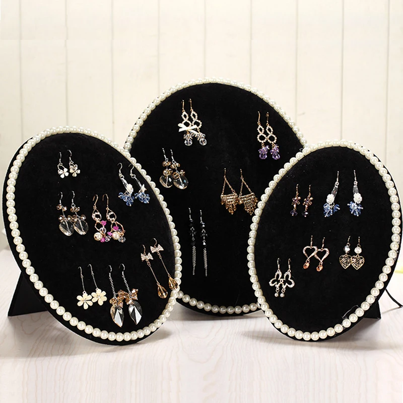 

Mordoa Quality Velvet Ellipse Pendant Display Stand Necklace Display Rack Earring Showcase Jewelry Display Props, As the picture shown