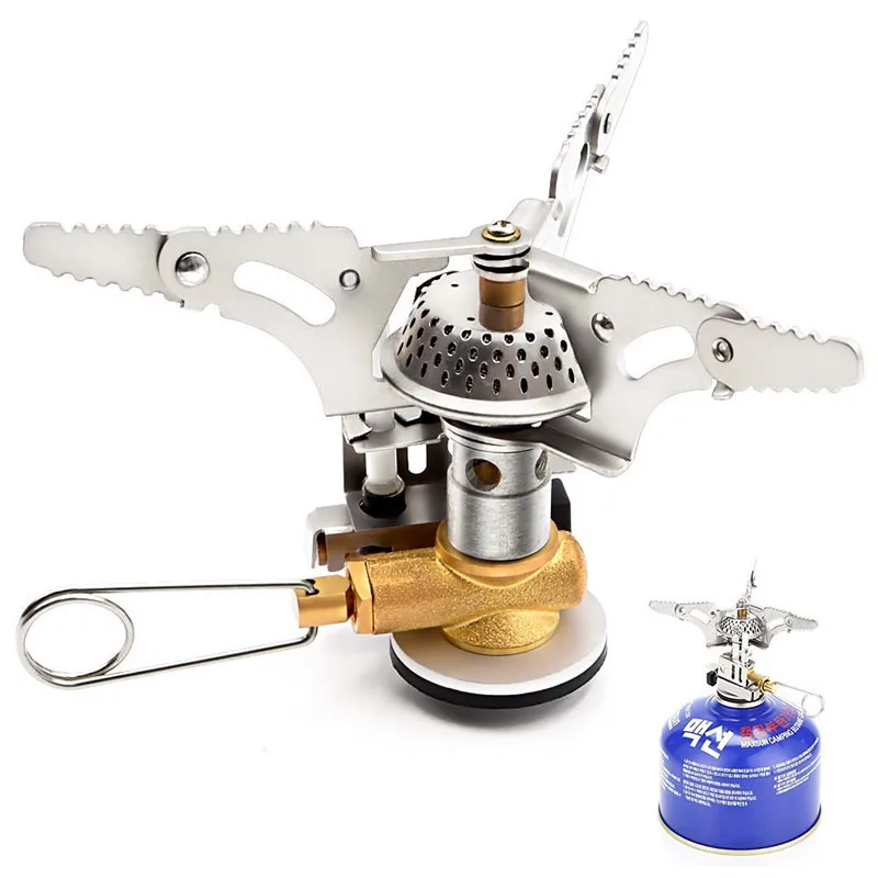 

Draagbare Backpacken Kachel voor Camping met Piezo Ontsteking Gasbrander, Silver