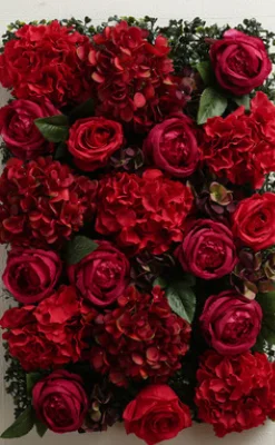 wholesale hot selling artificial silk rose flower wall panel 3d