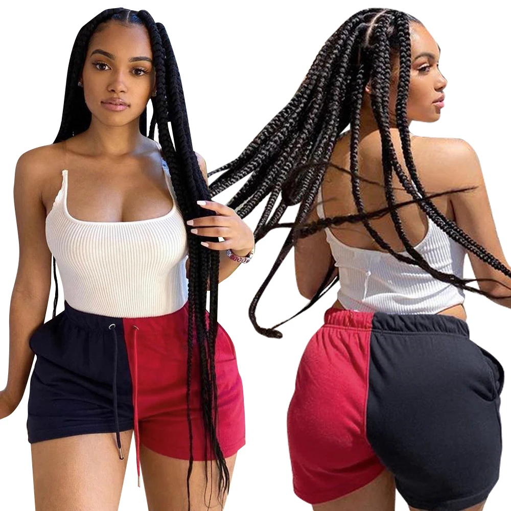 

2021 Fashion Loose Casual Stitching Color Matching Cotton Shorts Trousers Women