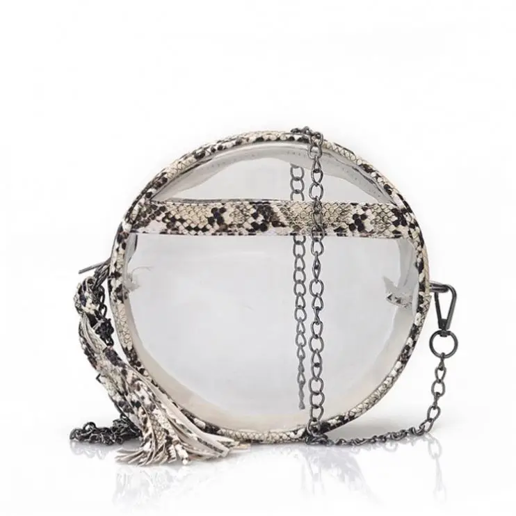 

TINA Newest Design Round Transparent Print Chain Tassel Ladies Handbags 2021 Coach Handbag Wholesale