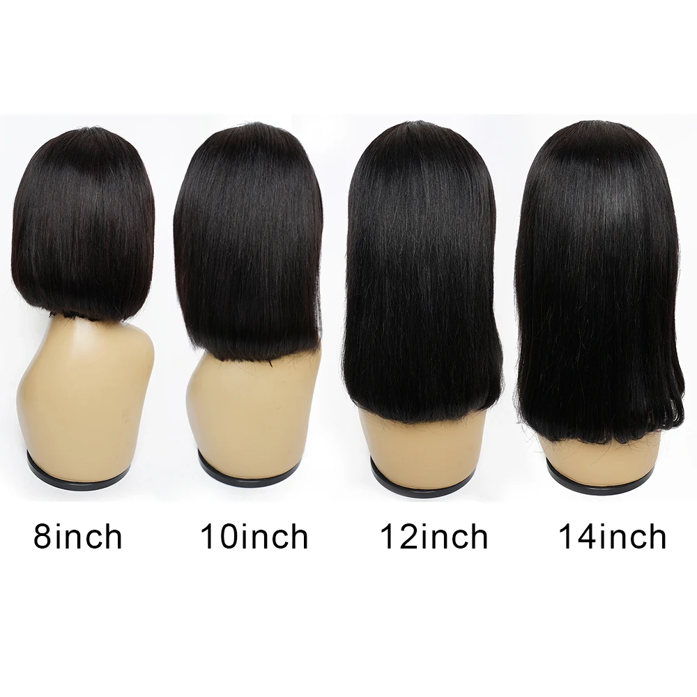 

Wholesale Short Bobo 13x4 Swiss Lace Front Wig for Black Women Natural Straight Wave Brazilian Human Remy Hair Lace Front Wig