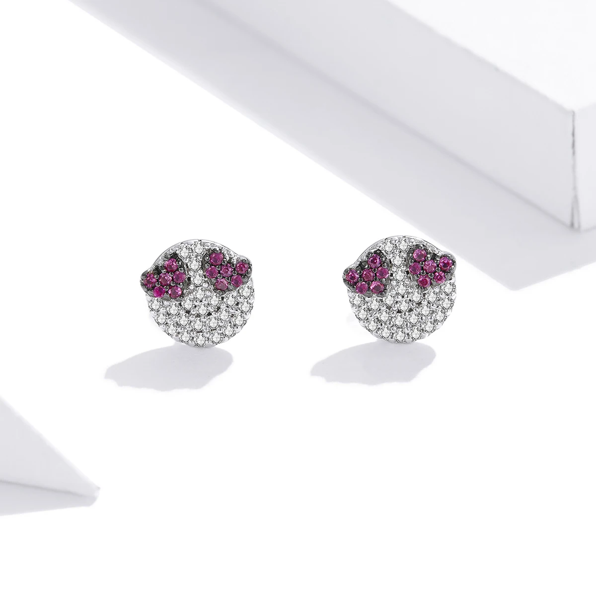 

SCE945 new trendy cubic zirconia stone silver 925 pink heart stud earring