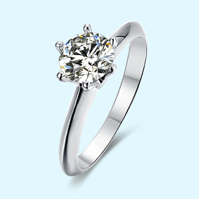 

Fashion jewelry Women Mossinate Diamond Jewelry 925 Sterling Silver Ring 1ct Diamond Ring