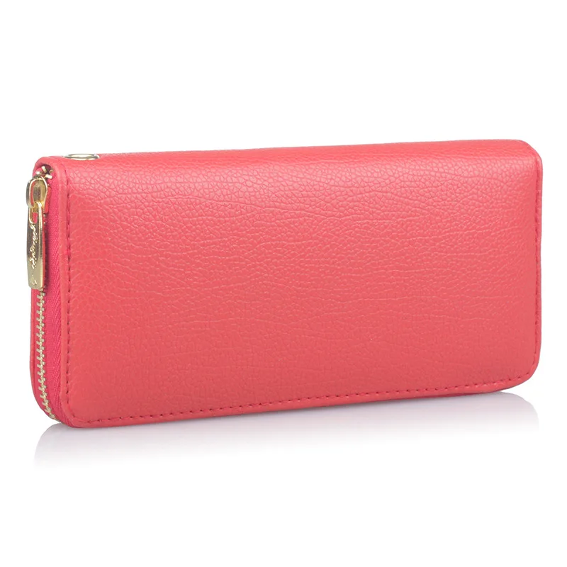 

Factory Direct Supply Lychee Pattern Single Pull PU Wallet Ladies Long Clutch Bags Fashion Card Bag Small Mix Mobile Phone Bags, Black, red