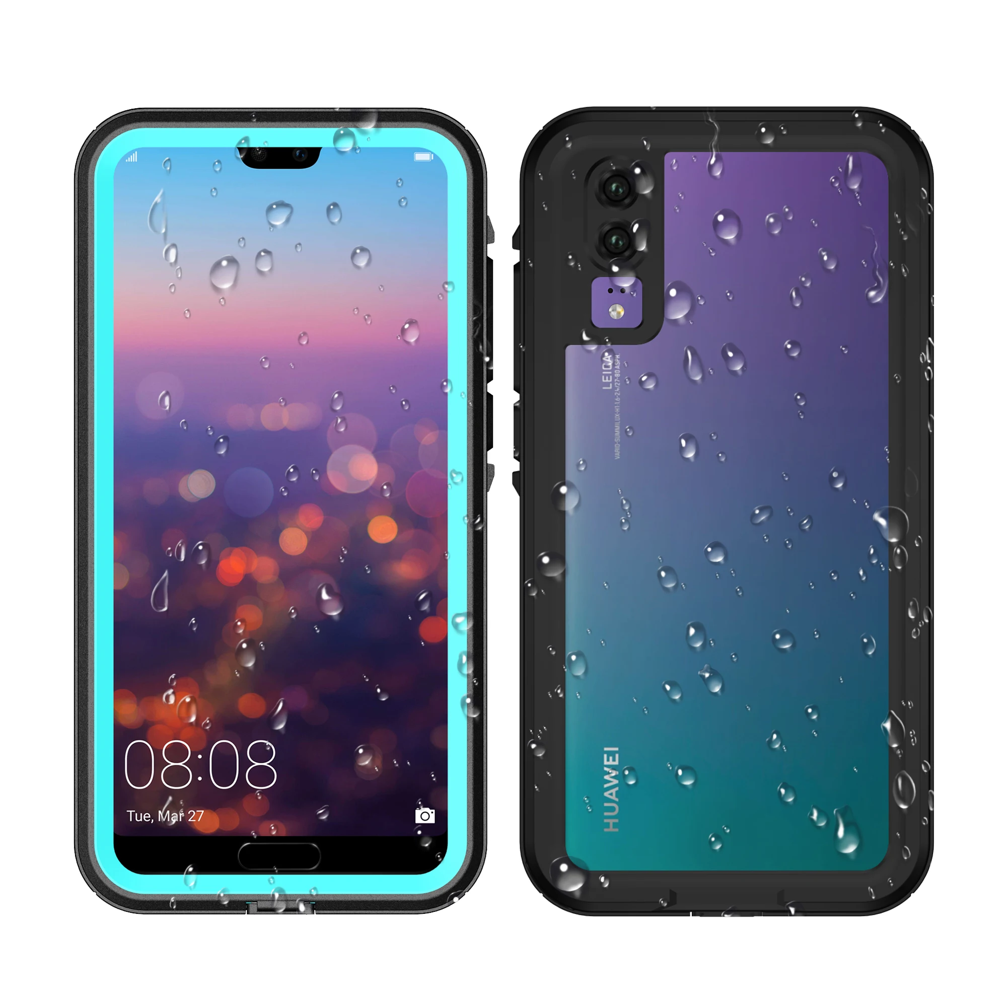 

For Huawei P20 Case, Clear Space Phone Case Shockproof Protective Cover Transparent TPU PC Back Cover, Black