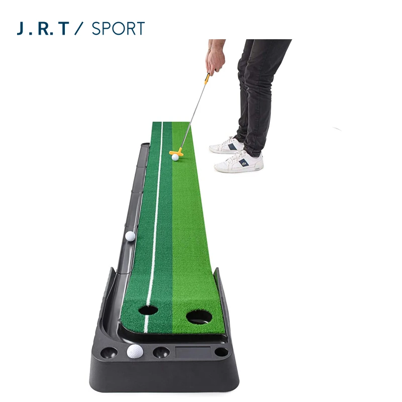 

2.5M/3M Golf Putting Mat Putting Trainers Golf Putting Greens for indoor use With Automatic Ball Return Track & Barrier, Black & green