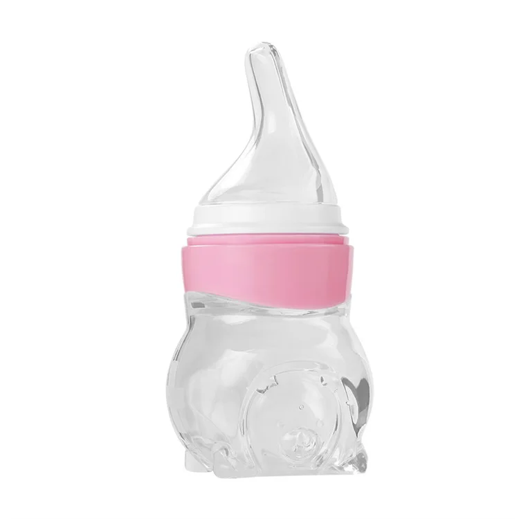 

2021 New Design BPA Free Silicone Baby Fruit Food Feeding Bottle For Baby, Pink/green