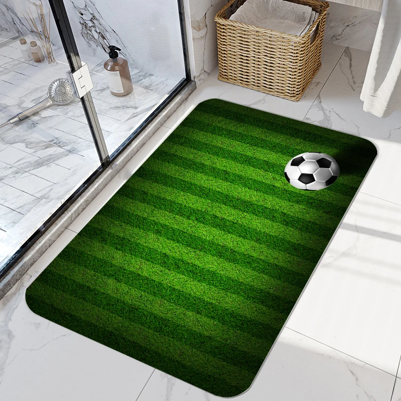 

Grass football field football theme bathroom kitchen non-slip mat fast water absorption memory foam skin-friendly mat, Picture